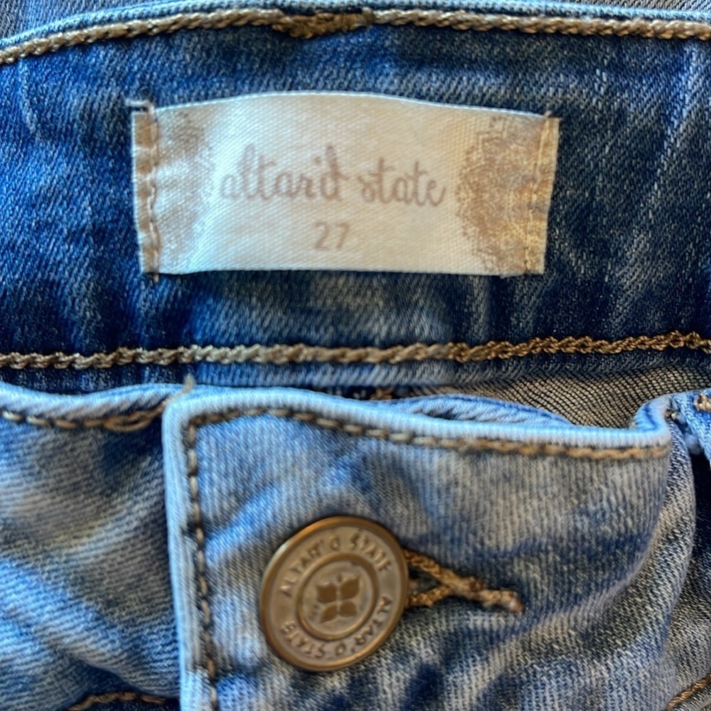 Altar’d State - medium wash distressed skinny blue jeans - size 27 - Picture 3 of 5